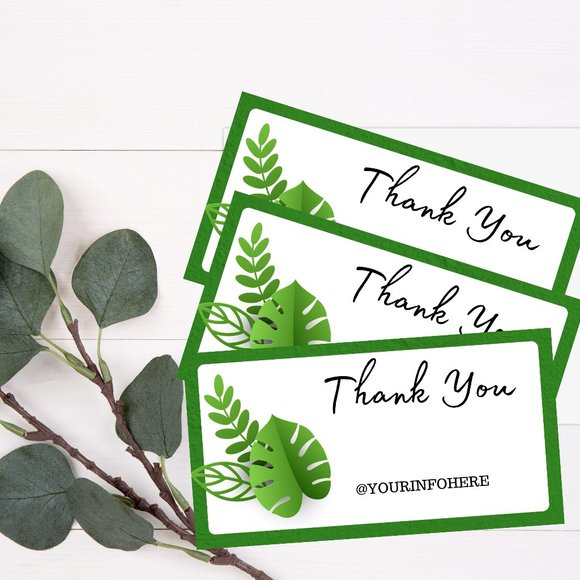 Banana Leaves Thank You Cards add your closet Name - Picture 1 of 4
